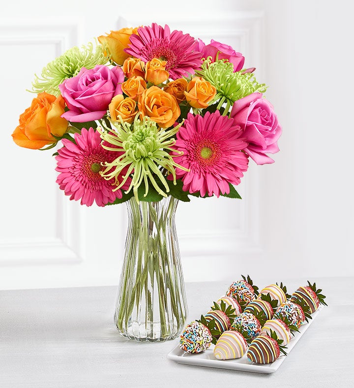 Deliciously Decadent™ Vibrant Blooms & Birthday Strawberries